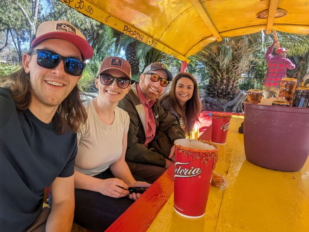 Friends on the Xochimilco boat
