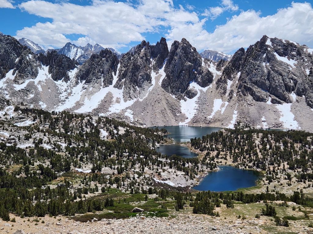 View down at Kearsarge Lakes