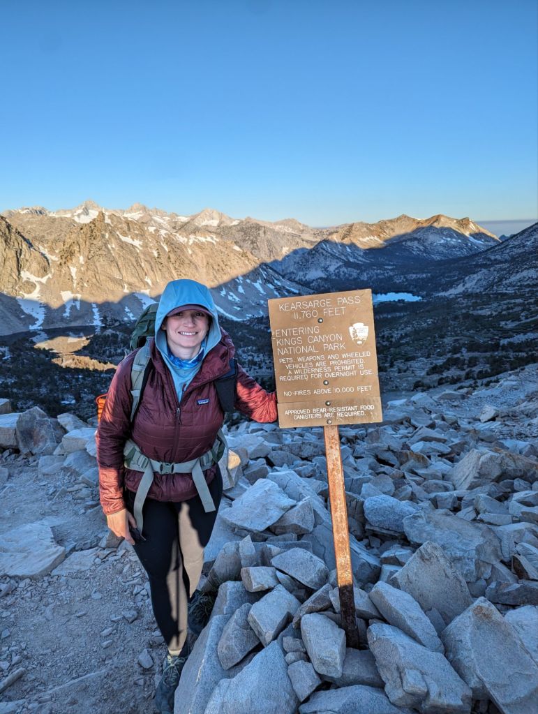 Molly on top of Kearsarge Pass