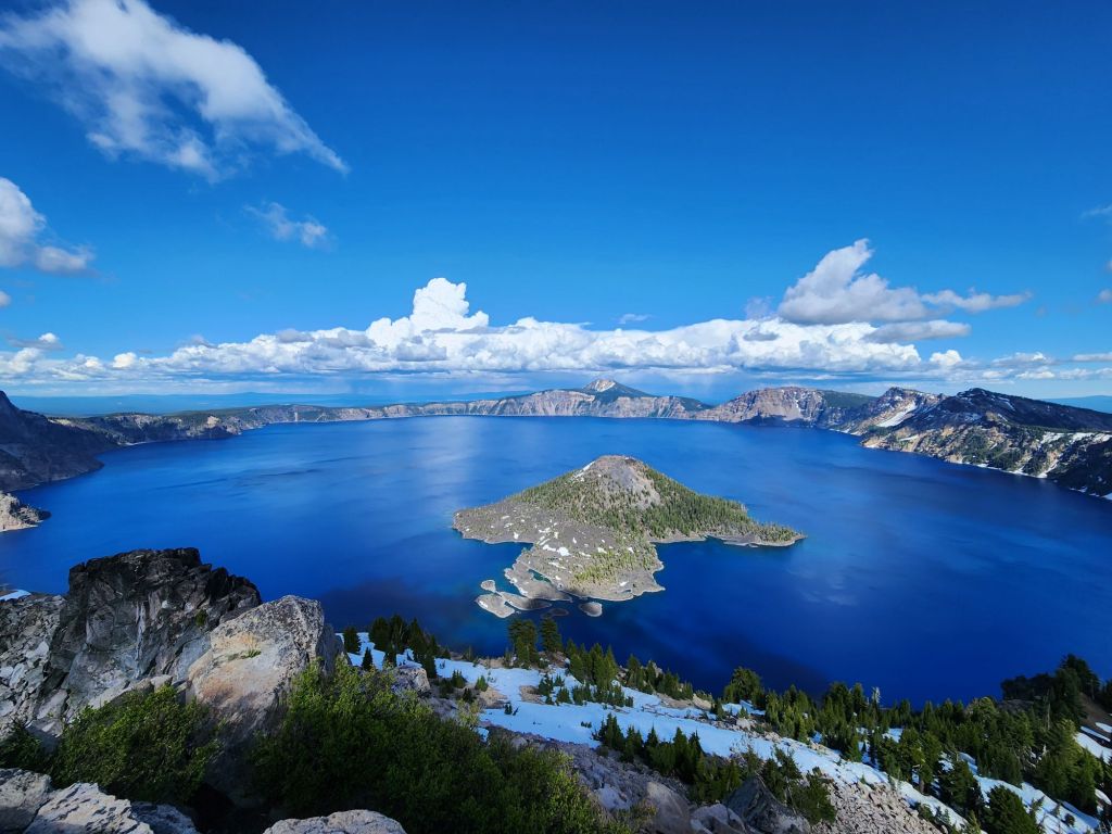 View of Crater Lake from top of Watchman's peak