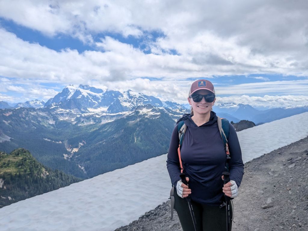 Molly with Mt Shuksan in the distance