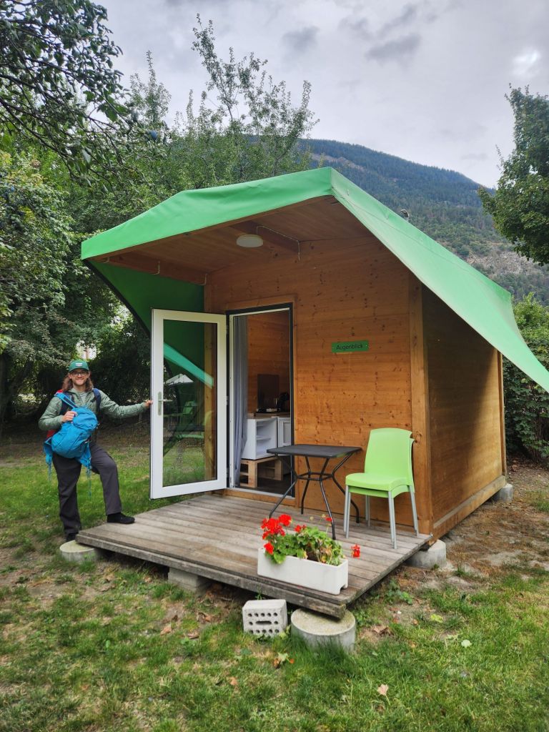 JD showing off the wooden camping box
