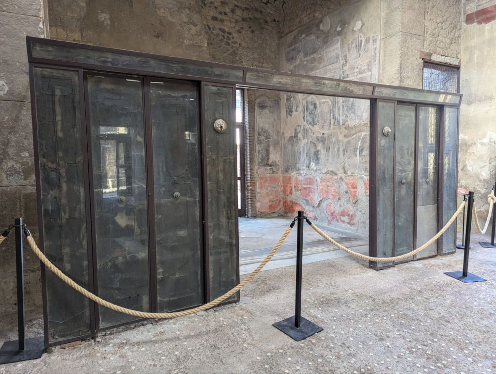 Carbonized wood doors.