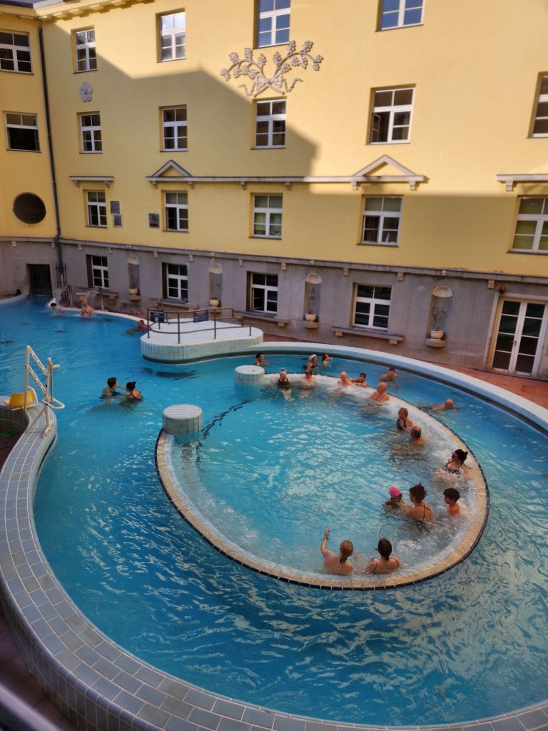 Outdoor pool at Lukacs Baths